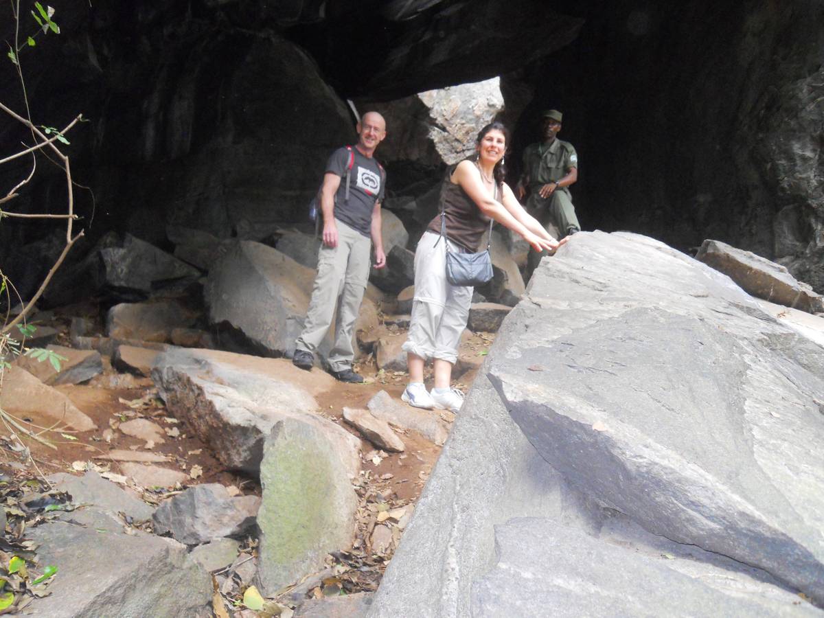 Day Trip to Shai Hills Guests with ranger hiking the caves at Shai Hills