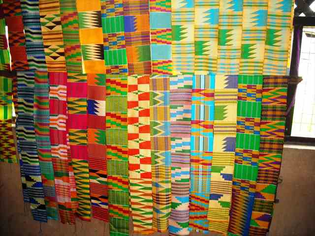 Adanwomase Kente cloth is a woven fabric produced by the Asante