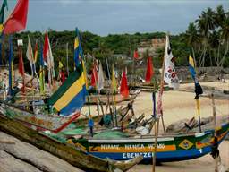 Colourful fishing boats in Ghana