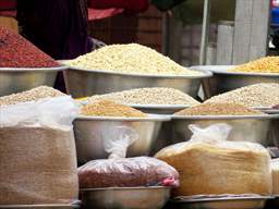 Legumes for sale at outdoor market in Ghana