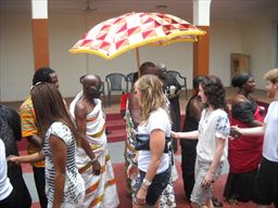 Guest greeting chiefs at a durbar