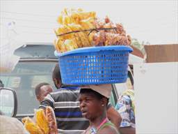 woman selling plantain chips