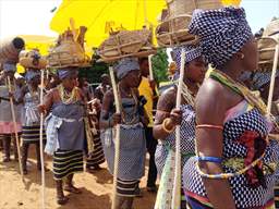 women in parade at hogbetsotso festival in ghana